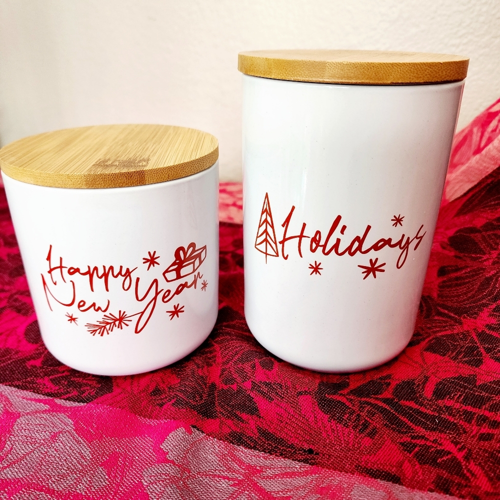 Silverton Holiday Ceramic Canister Set. NIB.